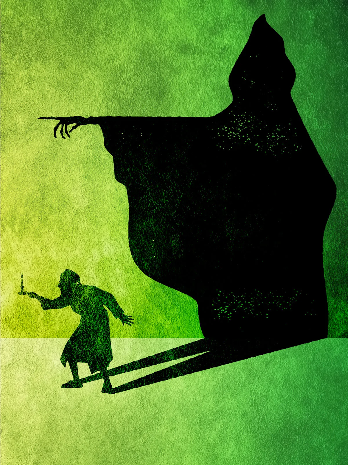 Ebenezer and The Ghost of Christmas Past illustation